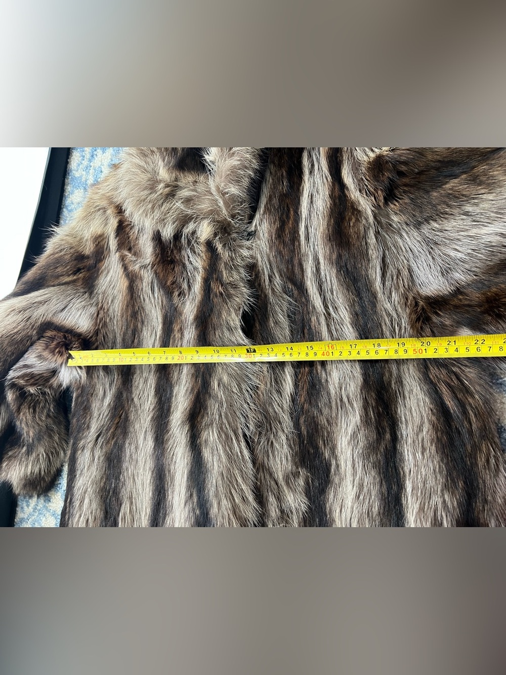 Leah’s New Rochelle Genuine Fur Coat Brown Gray Full Length Long Sleeve Vintage - Picture 8 of 10